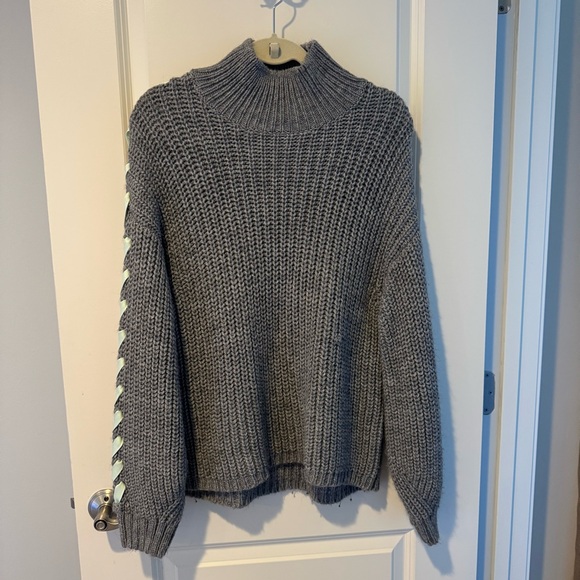 STINE GOYA Gray Turtleneck Stine Goya Sugsi Fisherman Rib Knit Sweater | S - Picture 3 of 8